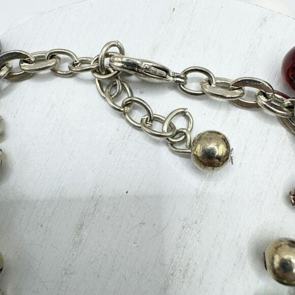 Colorful Glass Bead Flower Cluster Cha Cha Bracelet Silver Tone 7-8.5” - Picture 7 of 14